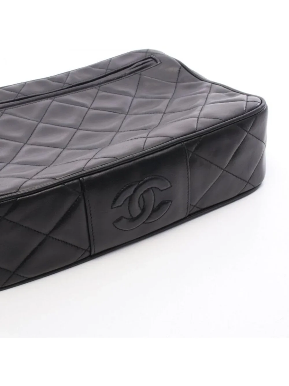 Chanel Shoulder Bag Quilted Black Lambskin Chain